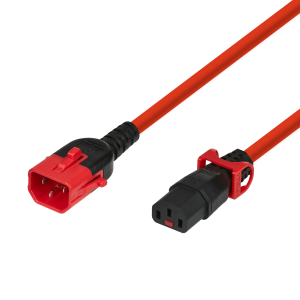 Extension Cable C14 - C13, Red, Dual Lock, 2 m