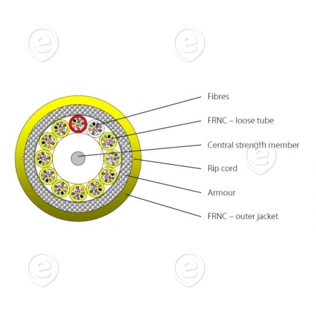 FO kaabel INFRALAN® I-B(ZN)BH OS2 24E (2x12) B2ca 3000N LSZH yellow 8,3mm G657A1