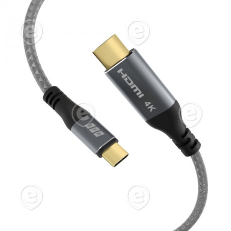 USB-C - HDMI kaabel 4K30Hz 1.8m hall tekstiil