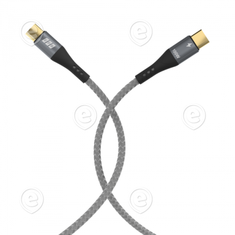 USB-C kaabel 100W PD 3.0 5A E-Marker Chip 2,0m , hall tekstiil