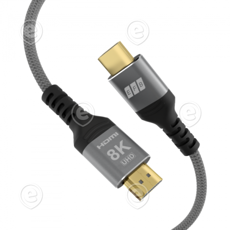 HDMI 2.1/2.0 kaabel, hall tekstiil, 8K60Hz 48Gbit/s 0,5m