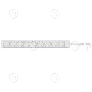 PDU 9xSchuco, 16A, cord 2m Schuko plug, RAL7035  