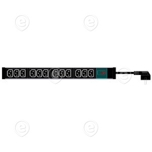 DU 12xC13, ampermeter, 16A, cord 3m Schuko   