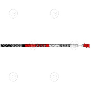 PDU 3x16A (max 11040W) 12xC13 +12 Schuko, length 1248mm, cord H05VVF.5G2,5mm² 3m                                                                                           