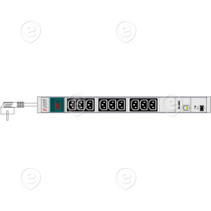 Toitesiin 9xC13 ampermeetriga, IP func, 3m , pikkus 474 mm                                                                                              