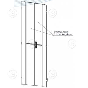 Door LT6 2200x800mm, perforated, divided, RAL9005 
