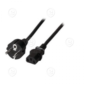 Power Cable Schuko 180°-C13 18 0°, grey, 2 m, 3 x 0.75 mm²