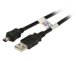 USB2.0 Connection Cable A-Mini B (5pol), M-M, 1,0m, black, Premium