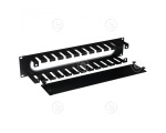 19" 1U Cable Routing Panel, 5 Brackets, Steel , RAL9005                          