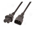 Extension Cable C14 180° - C15 180°, black, 1.0 m, 3 x 0.75 mm²