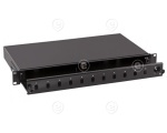 19" 1U Splice Box, without Front plate, sliding unit, RAL7035