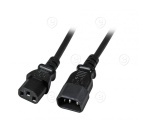 Extension Cable C20 180° - C13 180°, Black, 1.8 m, 3 x 1.00 mm²