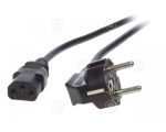 Power Cable CEE7/7 90° - C13 180°, Black 0,75m