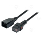 Extension Cable C20 180° - C19 180° with IEC Lock, black 1m