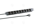 19“ 1U Socket Strip,12 x C13 without Switch, Cable C14