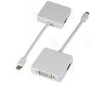 Mini DisplayPort 3-way Adapter, MiniDP -  HDMI+DVI+Displayport Adapter valge                                                                                                                               