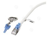 RJ45 Patch cable S/FTP,Cat.6A, 26AWG BC,LSZH, 5,0m, white, lockable (blue)