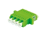 FO adapter LC-Quad to LC-Quad (with flange) ceramic ferrule multimode OM5, plastic lime green