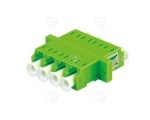 FO adapter LC-Quad to LC-Quad (with flange) ceramic ferrule multimode OM5, plastic lime green