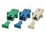 FO adapter LC-Quad to LC-Quad (with flange) ceramic ferrule multimode OM4, plastic erica violet