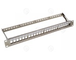 Patch panel 24-port, unloaded, silver metallic    