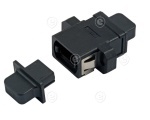MTP® / MPO Adapter, black, with flange
