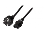 Extension Cable C14 180° - C15 180°, black, 2.0 m, 3 x 0.75 mm²