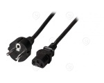 Extension Cable C14 180° - C13 180°, Dual Lock, Black, 0.5 m