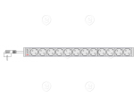 PDU with two separate circuits 2x9xC13, 839x44x46mm, 16A, 2x3m C14 plug 