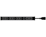 19“ 1U Socket Strip,12 x C13 without Switch, Cable C14