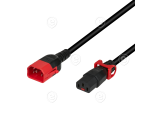 Extension Cable C14 180° - C13 180°, Dual Lock, Black, 2,0 m