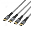 USB-C kaablitekomplekt 100W PD 3.0 5A E-Marker Chip  2x1m , hall tekstiil